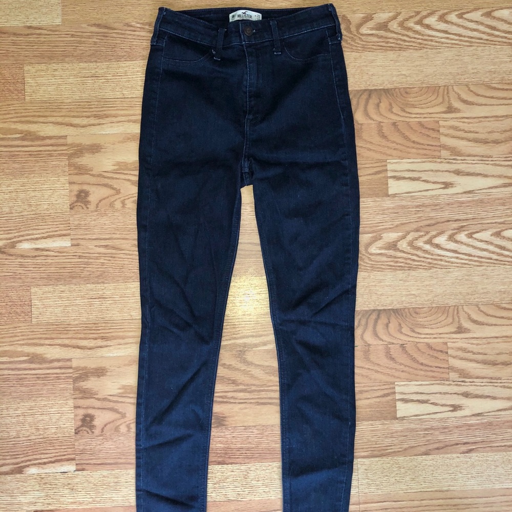 High-rise blue jeans